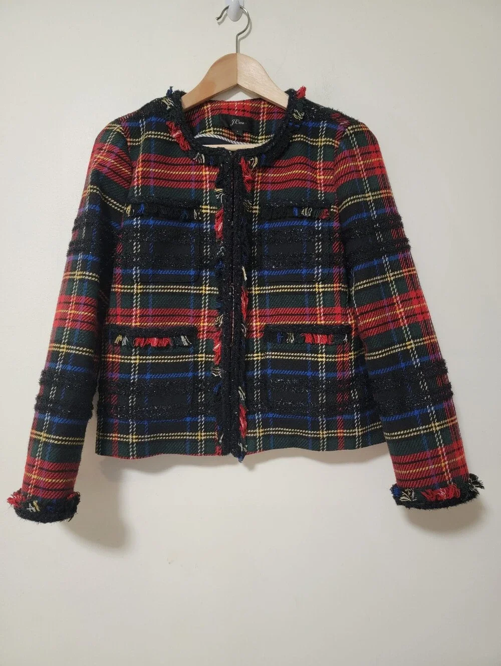 J. Crew Plaid Tweed Wool Blend Jacket Blazer
